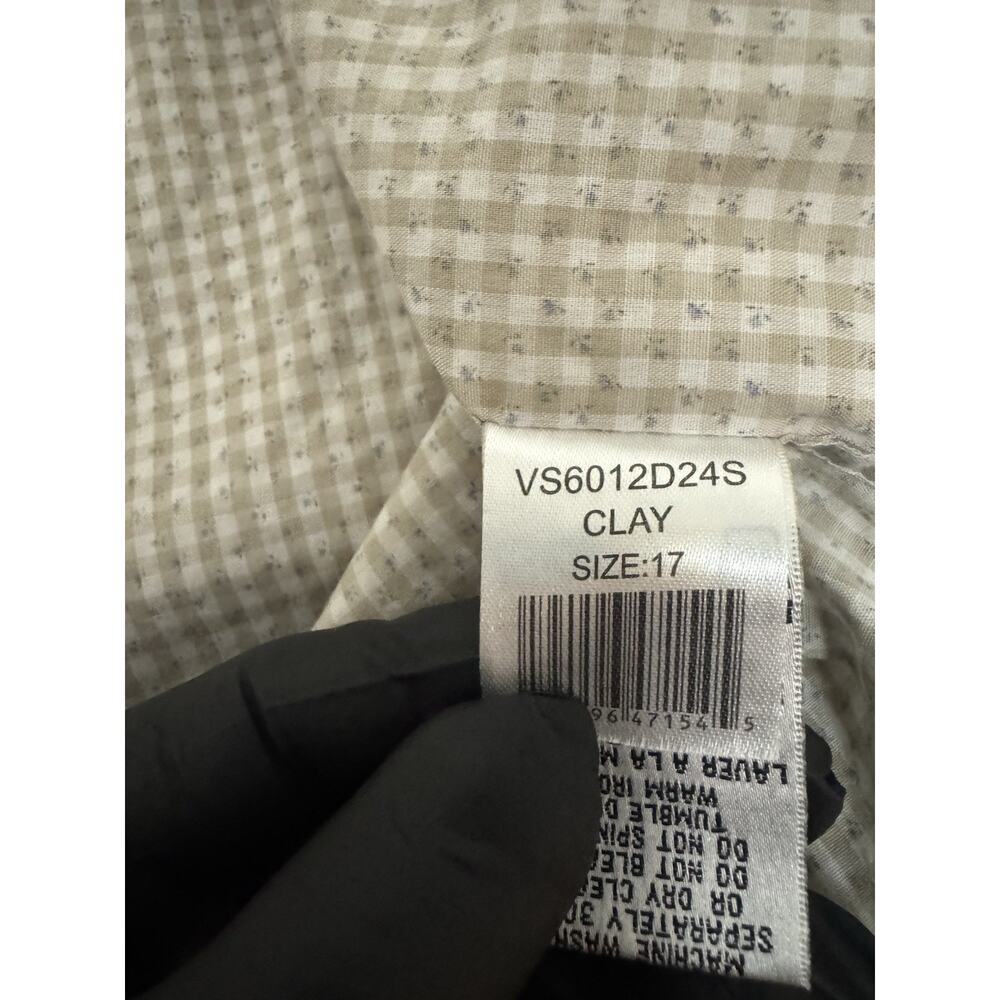 Bugatchi Comfort Stretch Men’s 17 Beige Gingham Floral Print Button-Up Shirt - Picture 12 of 12